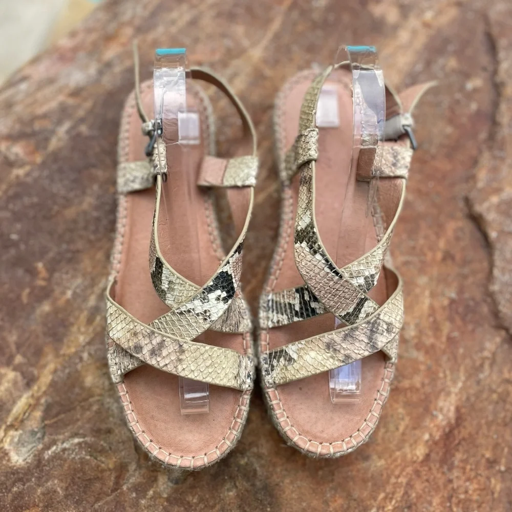 Madewell “Malia” Espadrille Sandal in Snake Embossed Leather